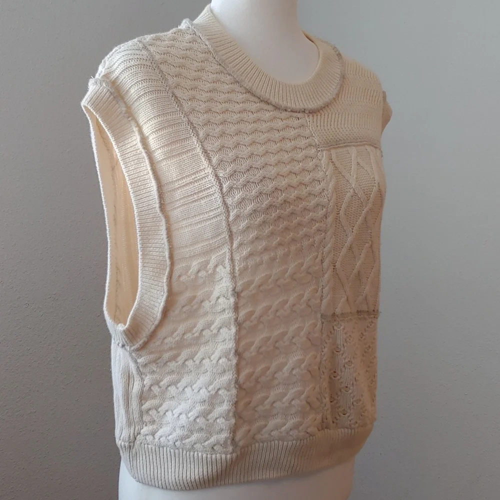 Free People Take The Plunge Knitted Cable Vest in Cream Women's XS
